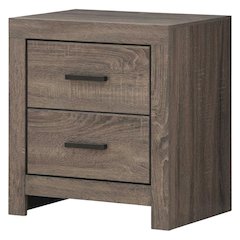 Dark Bronze Matte Nightstand in Farmhouse Style with 2 Drawers