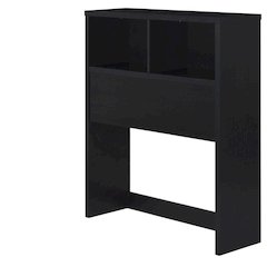 Twin Headboard Black with Bookcase Storage and Plastic Glide Levelers