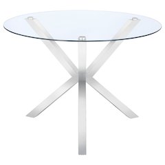 Vance Round 41-inch Glass Top Asterisk Dining Table Chrome