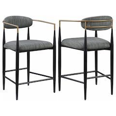Tina Fabric Upholstered Counter Chair Dark Grey (Set of 2)