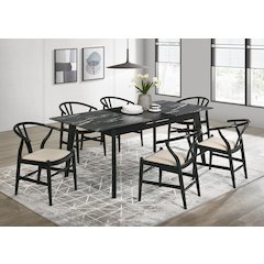 Crestmont 7-piece Extension Leaf Dining Table Set Black