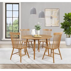Andrews 5-piece Round Wood Dining Room Table Set Light Ash