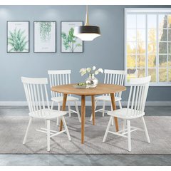 Andrews 5-piece Round Dining Table Set Light Ash and White
