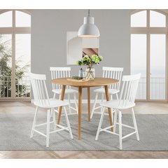 Andrews 5-piece Round Counter Dining Set Light Ash and White