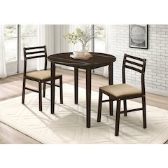 Bucknell 3-piece Round Drop Leaf Dining Table Set Cappuccino