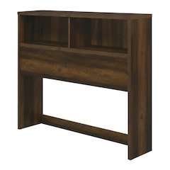 Dark Pine Full Headboard with Bookcase Storage and Adjustable Levelers