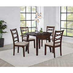 Barton 5-piece Round Wood Dining Table Set Dark Brown