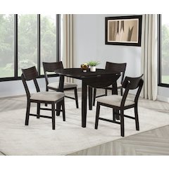 Catley 5-piece Round Drop Leaf Dining Table Set Dark Coffee