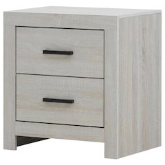 Coastal White Nightstand with 2 Drawers and Farmhouse Style