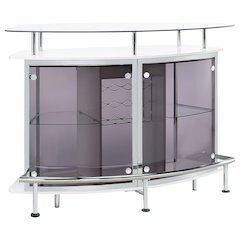 Gideon Curved Glass Top Home Bar Cabinet White High Gloss