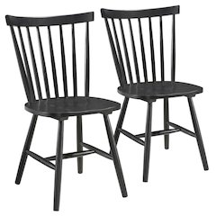 Windsor Wood Farmhouse Dining Side Chair, Black, Set of 2
