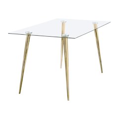 Gilman Rectangular 64-inch Glass Top Dining Table Gold