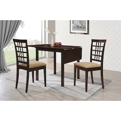 Kelso 3-piece Drop Leaf Dining Table Set Cappuccino and Tan