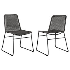 Dacy Faux Rattan Metal Dining Side Chair Brown (Set of 2)