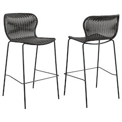 Mckinley Faux Rattan Metal Bar Chair Brown (Set of 2)