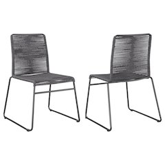 Jerome Woven Rope Stackable Side Chair Charcoal (Set of 2)