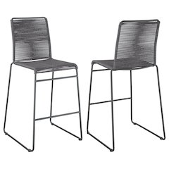 Jerome Woven Rope Metal Bar Chair Charcoal (Set of 2)