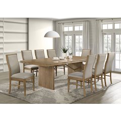 Adina 9-piece Extension Dining Set Distressed Light Brown