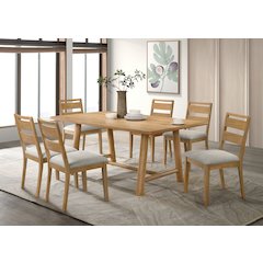 Duncan 7-piece Rectangular Wood Dining Table Set Washed Oak