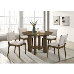Ottowa 5-piece Round Wood Dining Room Table Set Brown