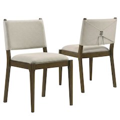 Fabric-Upholstered Dining Side Chairs, Brown, Set of 2