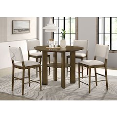 Ottowa 5-piece Round Counter Height Dining Room Set Brown