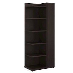 Corner Bookcase with 6 Shelves, Cappuccino Finish for Transitional Style Storage