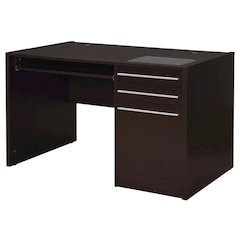 Contemporary Brown Office Desk With 2 Drawers And Cabinet For Workspace