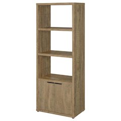 Farmhouse Style Brown Wood Media Tower With 3 Shelves For Living Room Storage