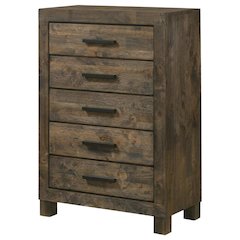 Rustic Golden Brown Bedroom Chest with 5 Drawers and Ample Storage