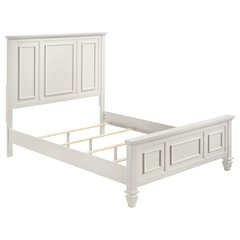 Sandy Beach Wood Queen Panel Bed Cream White