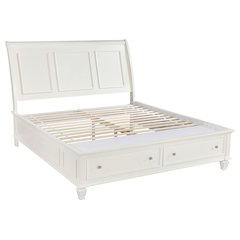 Sandy Beach Wood Eastern King Storage Panel Bed Cream White