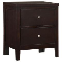 2-Drawer Rectangular Nightstand Cappuccino, Wood Nightstand with Drawers