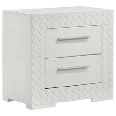 White Nightstand with Chrome Finish and Contemporary Style