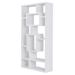 White 8-Shelf Bookshelf with Transitional Style and Safety Tipover Restraint