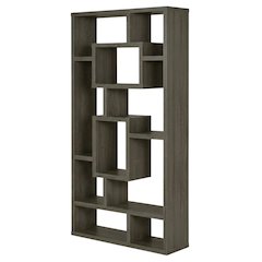 Weathered Grey 8-Shelf Bookcase with Transitional Style and Tipover Restraint