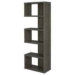 Weathered Grey 5-Shelf Bookcase with Transitional Style and Safety Restraint