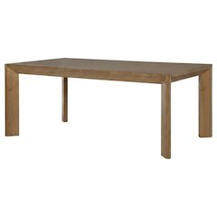 Natural Brown Rectangular Dining Table, Contemporary Wood, Seats 6