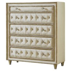Ivory and Camel Bedroom Chest with 5 Drawers for Storage and Organization