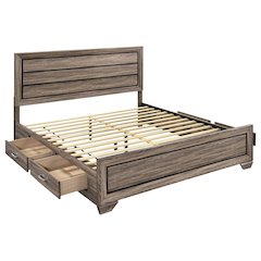 Kauffman Wood Eastern King Storage Panel Bed Washed Taupe