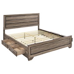 Kauffman Wood California King Storage Panel Bed Washed Taupe