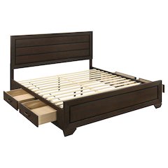Kauffman Wood Eastern King Storage Panel Bed Dark Cocoa