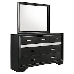 Miranda 7-drawer Dresser with Mirror Black