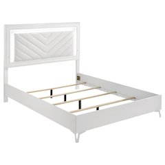 Cassia Queen LED Panel Bed White High Gloss