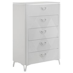 Cassia 5-drawer Bedroom Chest of Drawers White High Gloss