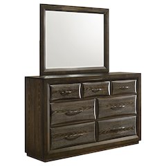 Atlas 7-drawer Bedroom Dresser and Mirror Set Dark Oak