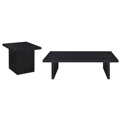 Max 2-piece Rectangular Coffee and End Table Set Black