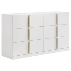 Ines 6-drawer Bedroom Dresser Cabinet White High Gloss