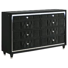 Lorient 8-drawer LED Bedroom Dresser Cabinet Black