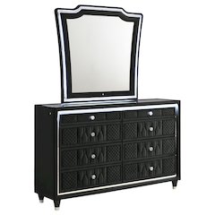 Lorient 8-drawer LED Dresser with Mirror Black